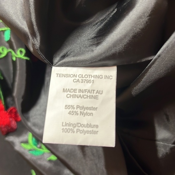 SWEET Chemise Strapless Black Satin with Embroidered Roses Size 8 - Picture 12 of 12